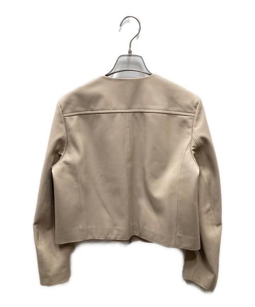 BALLSEY（ボールジィ）BALLSEY (ボールジィ) ラムレザー ジップアップブルゾン アイボリー サイズ:36の古着・服飾アイテム