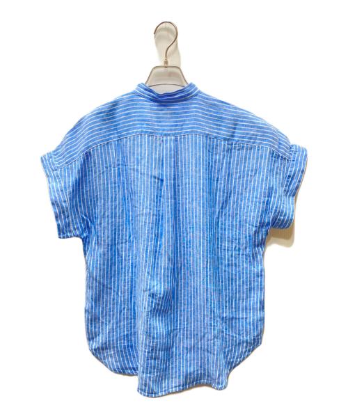 POLO RALPH LAUREN（ポロ・ラルフローレン）POLO RALPH LAUREN (ポロ・ラルフローレン) リネンバンドカラーストライプシャツ ブルー サイズ:00 未使用品の古着・服飾アイテム