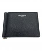 Saint Laurent Parisサンローランパリ）の古着「キャビアスキン マネークリップ カードケース」｜ブラック