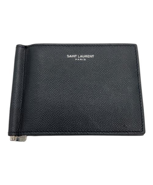Saint Laurent Paris（サンローランパリ）Saint Laurent Paris (サンローランパリ) キャビアスキン マネークリップ カードケース ブラックの古着・服飾アイテム