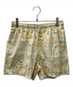 KITHキス）の古着「Silk Lyocell Active Short 総柄ショートパンツ」｜ホワイト×イエロー