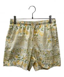 KITH（キス）の古着「Silk Lyocell Active Short 総柄ショートパンツ」｜ホワイト×イエロー