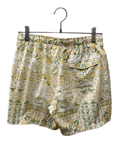 KITH（キス）KITH (キス) Silk Lyocell Active Short 総柄ショートパンツ ホワイト×イエロー サイズ:Mの古着・服飾アイテム