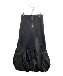 UN3D.（アンスリード）の古着「ニット切替ロングスカート」｜ブラック