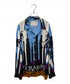 WACKO MARIAワコマリア）の古着「Dj Harvy L/S HAWAIIAN アロハシャツ」｜ブルー×ブラウン