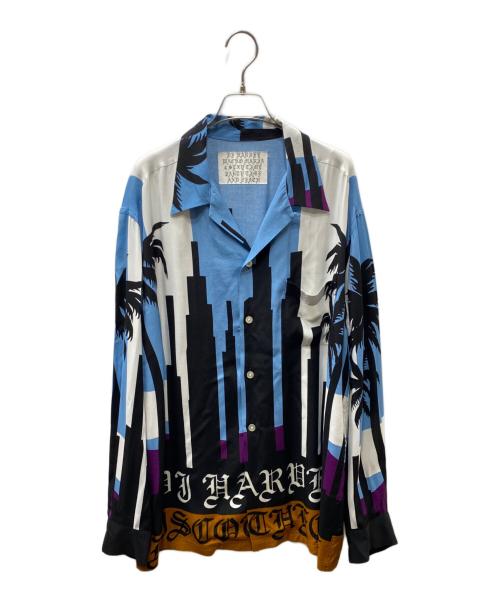 WACKO MARIA（ワコマリア）WACKO MARIA (ワコマリア) Dj Harvy L/S HAWAIIAN アロハシャツ ブルー×ブラウン サイズ:XLの古着・服飾アイテム