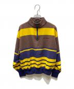 stussyステューシー）の古着「ハーフジップスウェット」｜ブラウン×イエロー