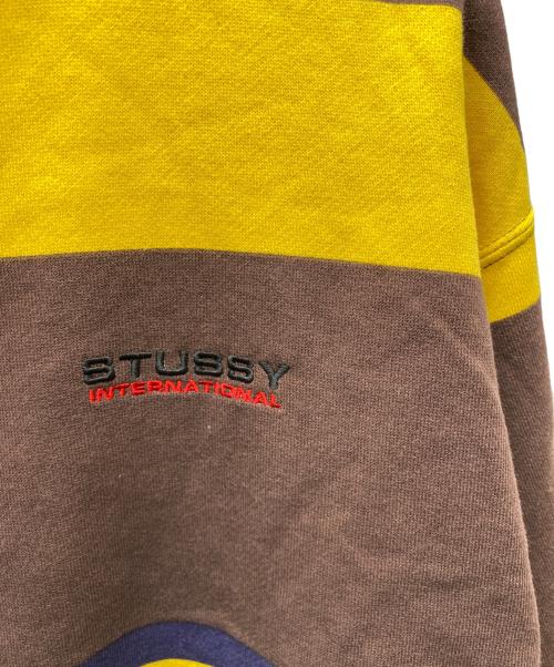 stussy（ステューシー）stussy (ステューシー) ハーフジップスウェット ブラウン×イエロー サイズ:Sの古着・服飾アイテム