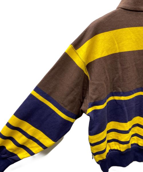 stussy（ステューシー）stussy (ステューシー) ハーフジップスウェット ブラウン×イエロー サイズ:Sの古着・服飾アイテム