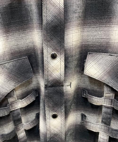 TAKAHIROMIYASHITA TheSoloIst.（タカヒロミヤシタ ザソロイスト）TAKAHIROMIYASHITA TheSoloIst. (タカヒロミヤシタ ザソロイスト) Side Back Zip Not Western Shirt/ウエスタンチェックシャツ ブラック×アイボリー サイズ:46の古着・服飾アイテム