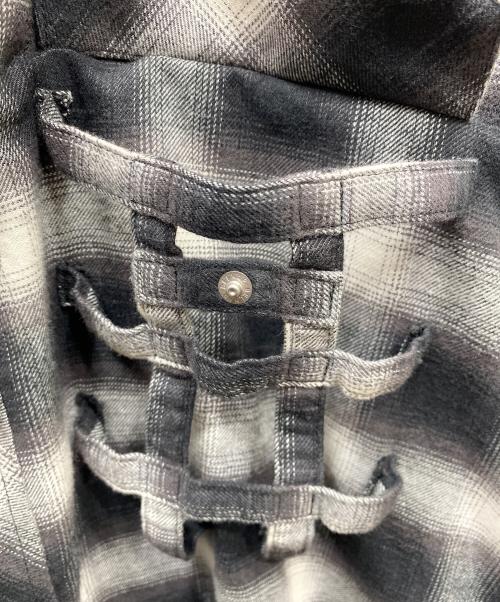 TAKAHIROMIYASHITA TheSoloIst.（タカヒロミヤシタ ザソロイスト）TAKAHIROMIYASHITA TheSoloIst. (タカヒロミヤシタ ザソロイスト) Side Back Zip Not Western Shirt/ウエスタンチェックシャツ ブラック×アイボリー サイズ:46の古着・服飾アイテム