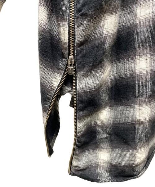 TAKAHIROMIYASHITA TheSoloIst.（タカヒロミヤシタ ザソロイスト）TAKAHIROMIYASHITA TheSoloIst. (タカヒロミヤシタ ザソロイスト) Side Back Zip Not Western Shirt/ウエスタンチェックシャツ ブラック×アイボリー サイズ:46の古着・服飾アイテム