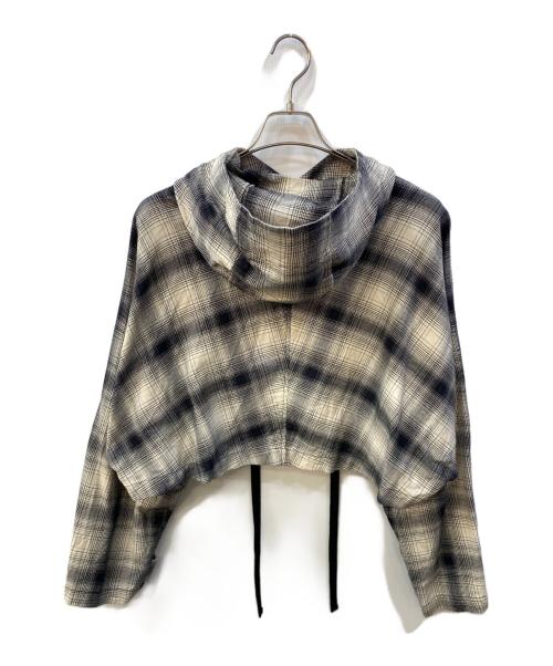 AiE（エーアイイー）AiE (エーアイイー) ショートケープ チェックシャツパーカー アイボリー×ブラック サイズ:Mの古着・服飾アイテム