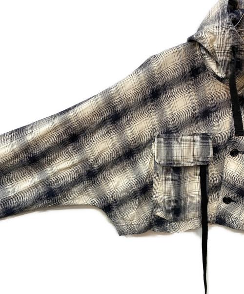 AiE（エーアイイー）AiE (エーアイイー) ショートケープ チェックシャツパーカー アイボリー×ブラック サイズ:Mの古着・服飾アイテム