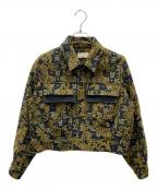 maison kitsuneメゾンキツネ）の古着「Jacquard Cocoon Jacket バロックジャガードコクーンジャケット」｜ブラック×グリーン