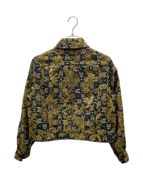 maison kitsune（メゾンキツネ）MAISON KITSUNE (メゾンキツネ) Jacquard Cocoon Jacket バロックジャガードコクーンジャケット ブラック×グリーン サイズ:Sの古着・服飾アイテム