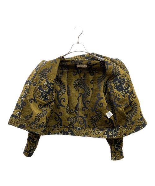maison kitsune（メゾンキツネ）MAISON KITSUNE (メゾンキツネ) Jacquard Cocoon Jacket バロックジャガードコクーンジャケット ブラック×グリーン サイズ:Sの古着・服飾アイテム