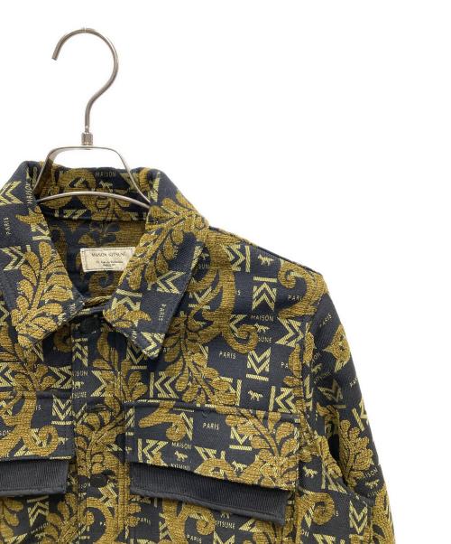 maison kitsune（メゾンキツネ）MAISON KITSUNE (メゾンキツネ) Jacquard Cocoon Jacket バロックジャガードコクーンジャケット ブラック×グリーン サイズ:Sの古着・服飾アイテム