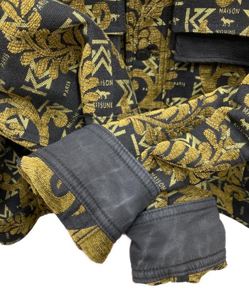 maison kitsune（メゾンキツネ）MAISON KITSUNE (メゾンキツネ) Jacquard Cocoon Jacket バロックジャガードコクーンジャケット ブラック×グリーン サイズ:Sの古着・服飾アイテム