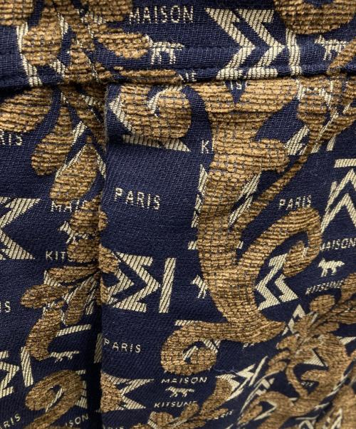 maison kitsune（メゾンキツネ）MAISON KITSUNE (メゾンキツネ) Jacquard Cocoon Jacket バロックジャガードコクーンジャケット ブラック×グリーン サイズ:Sの古着・服飾アイテム