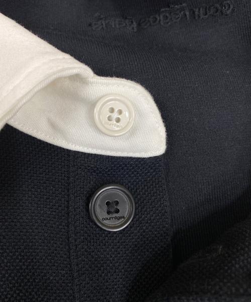 courreges（クレージュ）courreges (クレージュ) ロゴ刺繍ロングスリーブポロシャツ ブラック サイズ:Mの古着・服飾アイテム