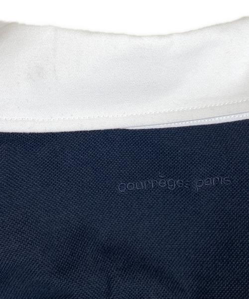 courreges（クレージュ）courreges (クレージュ) ロゴ刺繍ロングスリーブポロシャツ ブラック サイズ:Mの古着・服飾アイテム
