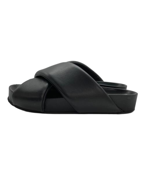 JIL SANDER（ジルサンダー）JIL SANDER (ジルサンダー) レザー クロスストラップ スライド シューズ ブラック サイズ:40の古着・服飾アイテム