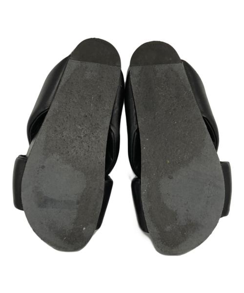 JIL SANDER（ジルサンダー）JIL SANDER (ジルサンダー) レザー クロスストラップ スライド シューズ ブラック サイズ:40の古着・服飾アイテム