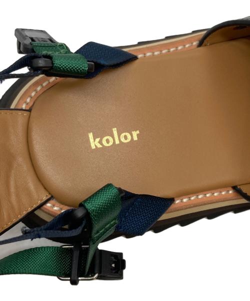 KOLOR（カラー）KOLOR (カラー) 25SS スタッズ レザーサンダル ブラック×ベージュ サイズ:26.5cmの古着・服飾アイテム