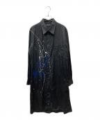 s'yteサイト）の古着「Broad Splash Paint Processing Long Shirt / ペイント加工 ロングシャツ」｜ブラック