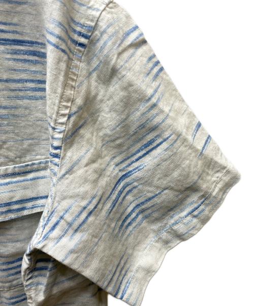 Porter Classic（ポータークラシック）Porter Classic (ポータークラシック) OLD FRANCE INDIGO PRINT SHIRT リネンシャツ ホワイト(アイボリー×ブルー) サイズ:3の古着・服飾アイテム