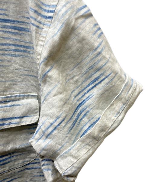 Porter Classic（ポータークラシック）Porter Classic (ポータークラシック) OLD FRANCE INDIGO PRINT SHIRT リネンシャツ ホワイト(アイボリー×ブルー) サイズ:3の古着・服飾アイテム