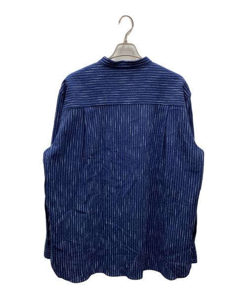 seya.（セヤ）seya. (セヤ) KURTA SHIRT VEGETALDYED NEPPED COTTON バンドカラーシャツ ネイビー サイズ:4の古着・服飾アイテム