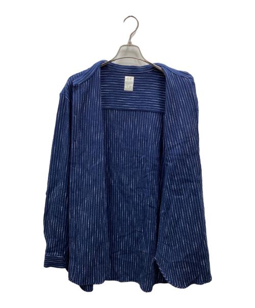 seya.（セヤ）seya. (セヤ) KURTA SHIRT VEGETALDYED NEPPED COTTON バンドカラーシャツ ネイビー サイズ:4の古着・服飾アイテム