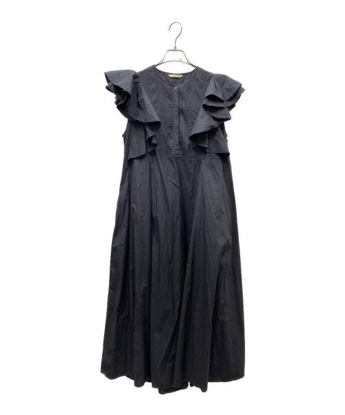 Curensology（カレンソロジー）Curensology (カレンソロジー) ポプリンラッフルワンピース ブラック サイズ:FREEの古着・服飾アイテム