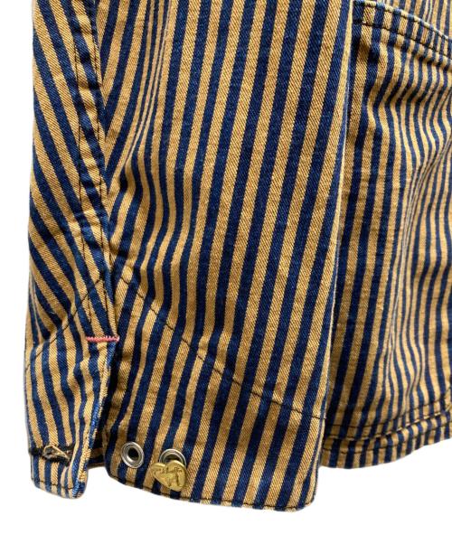 TCB jeans（ティーシービー ジーンズ）TCB JEANS (ティーシービー ジーンズ) Cathatt Chore Coat Stripe ストライプチョアコート ブラウン×ネイビー サイズ:42の古着・服飾アイテム
