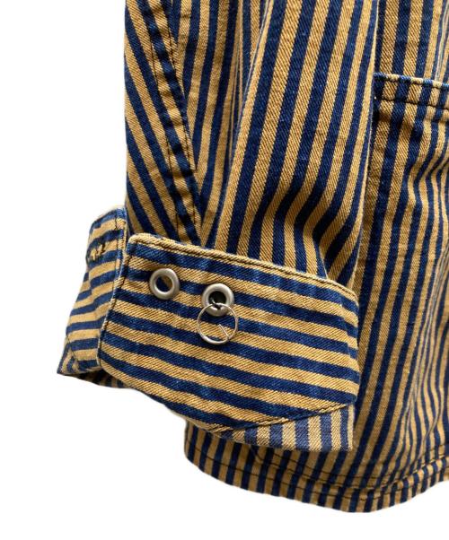 TCB jeans（ティーシービー ジーンズ）TCB JEANS (ティーシービー ジーンズ) Cathatt Chore Coat Stripe ストライプチョアコート ブラウン×ネイビー サイズ:42の古着・服飾アイテム