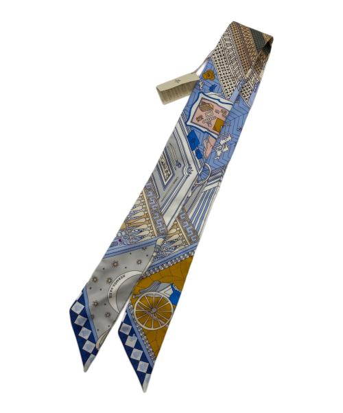 HERMES（エルメス）HERMES (エルメス) Objets de Curiosite ツイリースカーフ ブルー×ホワイトの古着・服飾アイテム