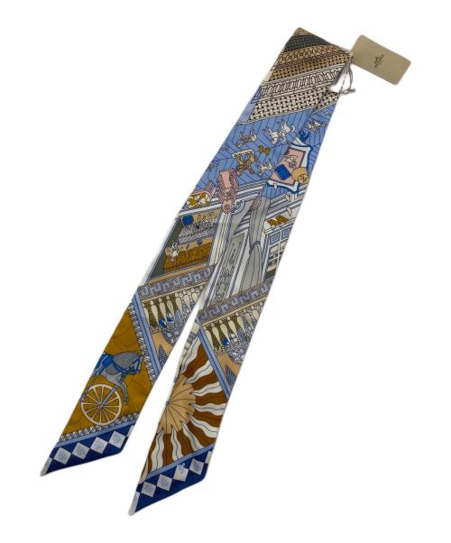 HERMES（エルメス）HERMES (エルメス) Objets de Curiosite ツイリースカーフ ブルー×ホワイトの古着・服飾アイテム