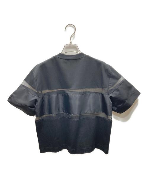 sacai（サカイ）sacai (サカイ) ブラックボーダーシースルー 半袖 Tシャツ ブラック サイズ:1の古着・服飾アイテム