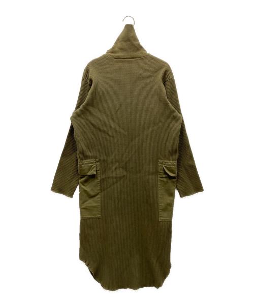 POSTELEGANT（ポステレガント）POSTELEGANT (ポステレガント) ウーブン ハイネック リブ ドレス ワンピース グリーン サイズ:Mの古着・服飾アイテム