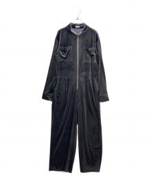 YAECA（ヤエカ）の古着「Fastener slit velours jumpsuit / ファスナースリットジャンプスーツ」｜グレー