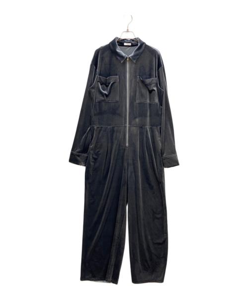 YAECA（ヤエカ）YAECA (ヤエカ) Fastener slit velours jumpsuit / ファスナースリットジャンプスーツ グレー サイズ:38の古着・服飾アイテム