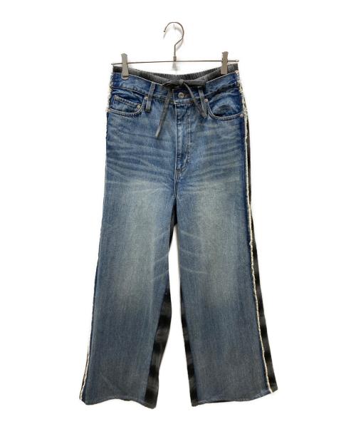 MAISON SPECIAL（メゾンスペシャル）MAISON SPECIAL (メゾンスペシャル) Plaid Pattern Bicolor Denim Pants/チェックドッキングワイドデニムパンツ ブルー×グレー サイズ:38の古着・服飾アイテム