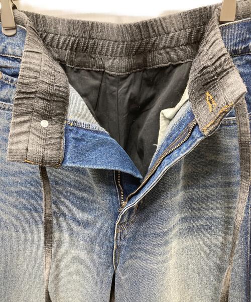 MAISON SPECIAL（メゾンスペシャル）MAISON SPECIAL (メゾンスペシャル) Plaid Pattern Bicolor Denim Pants/チェックドッキングワイドデニムパンツ ブルー×グレー サイズ:38の古着・服飾アイテム