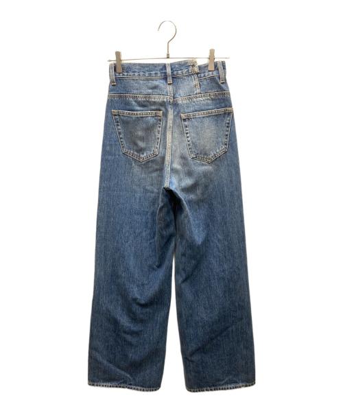 moussy（マウジー）moussy (マウジー) CROSS WAIST WIDE STRAIGHT デニムパンツ ブルー サイズ:SIZE 1の古着・服飾アイテム