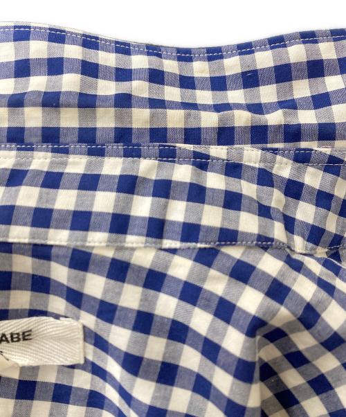 JUNYA WATANABE COMME des GARCONS（(ジュンヤワタナベ コムデギャルソン）JUNYA WATANABE COMME des GARCONS ((ジュンヤワタナベ コムデギャルソン) 変形ギンガムチェックシャツワンピース ホワイト×ネイビー サイズ:Sの古着・服飾アイテム