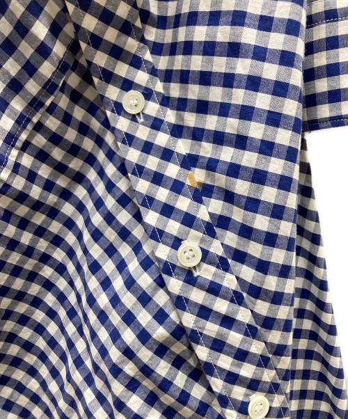 JUNYA WATANABE COMME des GARCONS（(ジュンヤワタナベ コムデギャルソン）JUNYA WATANABE COMME des GARCONS ((ジュンヤワタナベ コムデギャルソン) 変形ギンガムチェックシャツワンピース ホワイト×ネイビー サイズ:Sの古着・服飾アイテム