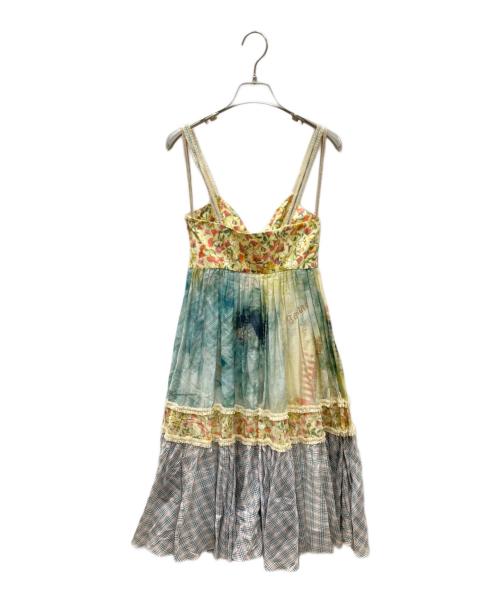GALLIANO（ガリアーノ）GALLIANO (ガリアーノ) コットンシルク キャミソール イエロー×グリーン サイズ:36の古着・服飾アイテム