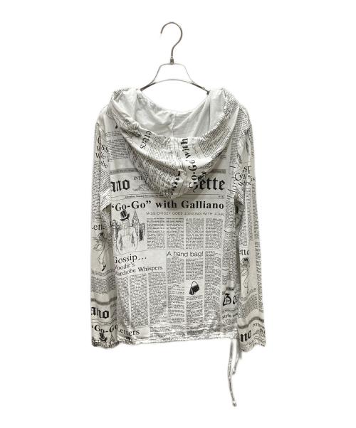 JOHN GALLIANO UNDER WEAR（ジョンガリアーノ アンダーウェア）JOHN GALLIANO UNDER WEAR (ジョンガリアーノ アンダーウェア) ニュースペーパー ストレッチ カットソー パーカー ホワイト サイズ:イタリア　46の古着・服飾アイテム